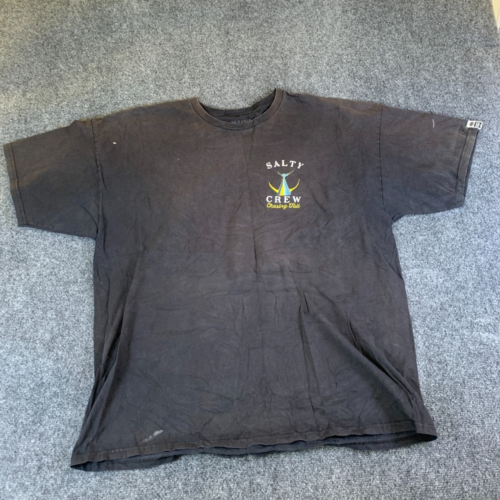 Salty Crew Chasing Tail T-Shirt Mens 2XL Black Graphic Cotton Crew Neck Casual
